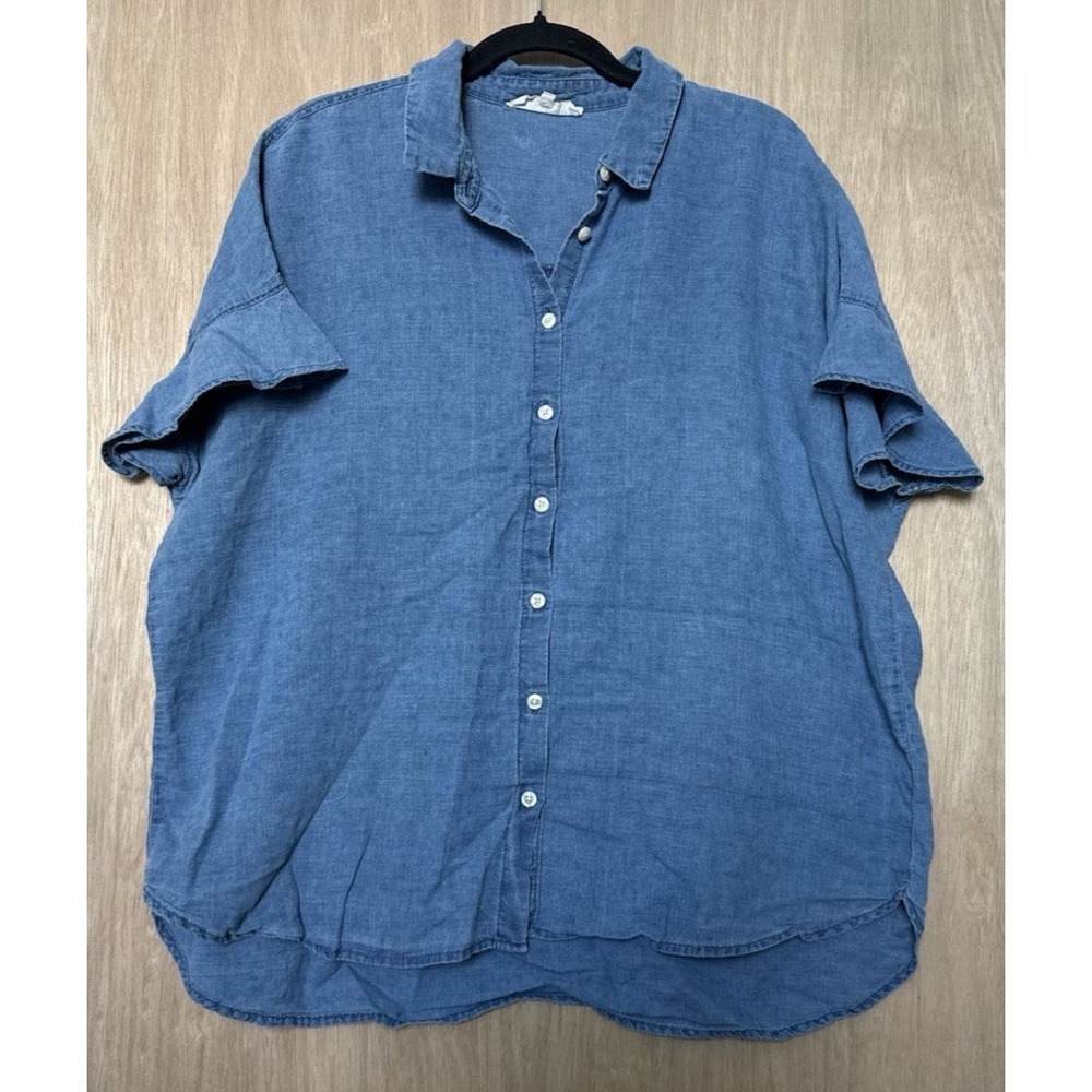 Madewell Blue Button-Down Short Sleeve Shirt XL